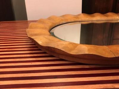 Aldo Tura Aldo Tura Oval Mid Century Wall Mirror in Stained Goat Skin