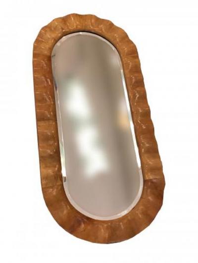 Aldo Tura Aldo Tura Oval Mid Century Wall Mirror in Stained Goat Skin