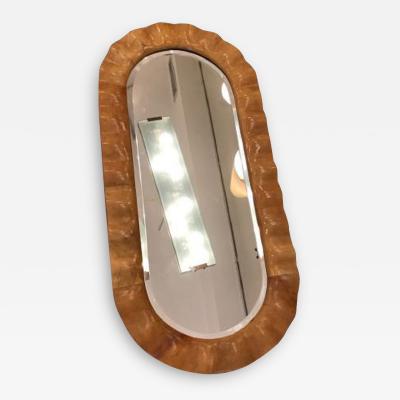 Aldo Tura Aldo Tura Oval Mid Century Wall Mirror in Stained Goat Skin