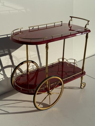 Aldo Tura Aldo Tura Red Parchment Bar Cart
