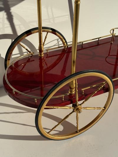 Aldo Tura Aldo Tura Red Parchment Bar Cart