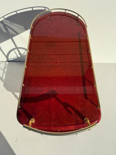 Aldo Tura Aldo Tura Red Parchment Bar Cart