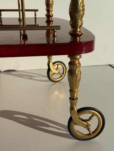 Aldo Tura Aldo Tura Red Parchment Bar Cart