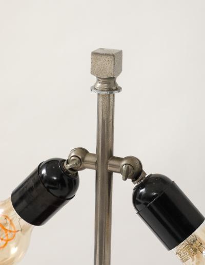 Aldo Tura Aldo Tura Red Parchment Nickel Table Lamp Italy 1950s signed