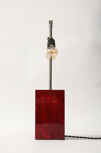 Aldo Tura Aldo Tura Red Parchment Nickel Table Lamp Italy 1950s signed