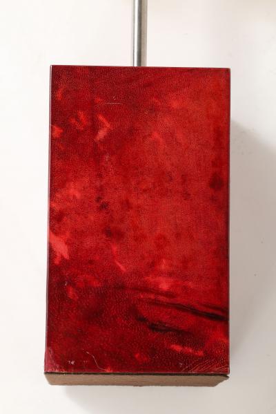 Aldo Tura Aldo Tura Red Parchment Nickel Table Lamp Italy 1950s signed