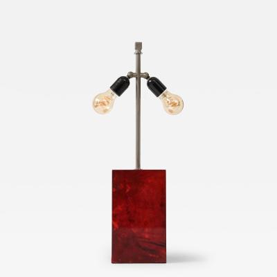 Aldo Tura Aldo Tura Red Parchment Nickel Table Lamp Italy 1950s signed