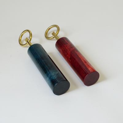 Aldo Tura Aldo Tura Set of Two Goatskin Parchment and Brass Bottle Openers Italy 1960s