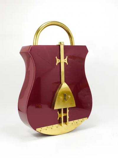 Aldo Tura Aldo Tura Style Padlock Spirits Dry Home Bar Cabinet Italy 1970s