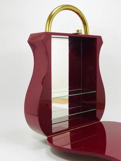 Aldo Tura Aldo Tura Style Padlock Spirits Dry Home Bar Cabinet Italy 1970s