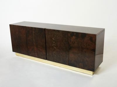 Aldo Tura Aldo Tura brown goatskin parchment brass sideboard 1960s