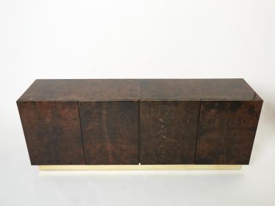 Aldo Tura Aldo Tura brown goatskin parchment brass sideboard 1960s
