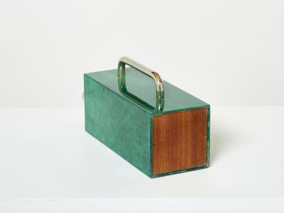 Aldo Tura Aldo Tura emerald green goatskin brass thermos carafe 1960