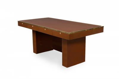 Aldo Tura Contemporary American Brown Lacquered Wooden Desk