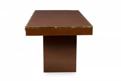 Aldo Tura Contemporary American Brown Lacquered Wooden Desk