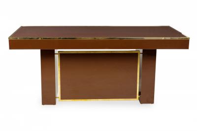 Aldo Tura Contemporary American Brown Lacquered Wooden Desk