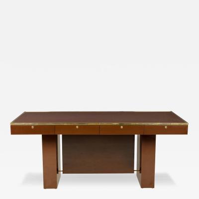 Aldo Tura Contemporary American Brown Lacquered Wooden Desk