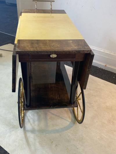 Aldo Tura EXCEPTIONAL TWO TONE GOATSKIN BAR CART BY ALDO TURA