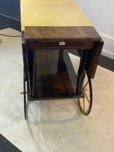 Aldo Tura EXCEPTIONAL TWO TONE GOATSKIN BAR CART BY ALDO TURA