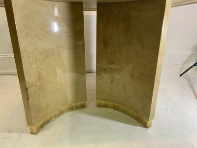 Aldo Tura GLAMOROUS GOATSKIN DOUBLE PEDESTAL DINING TABLE BY ALDO TURA