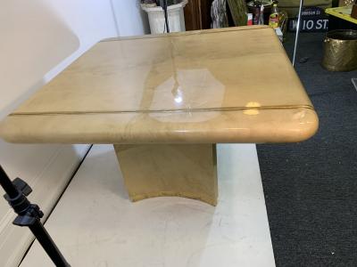 Aldo Tura GLAMOROUS GOATSKIN DOUBLE PEDESTAL DINING TABLE BY ALDO TURA