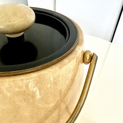 Aldo Tura Goatsking Ice Bucket and Tongs Italy 