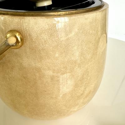 Aldo Tura Goatsking Ice Bucket and Tongs Italy 