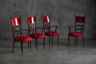 Aldo Tura High Back Dining Chairs by Aldo Tura Italy 1962