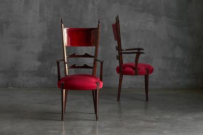 Aldo Tura High Back Dining Chairs by Aldo Tura Italy 1962