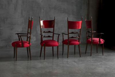 Aldo Tura High Back Dining Chairs by Aldo Tura Italy 1962