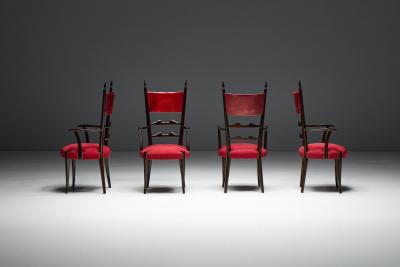 Aldo Tura High Back Dining Chairs by Aldo Tura Italy 1962