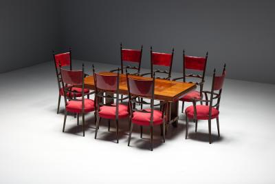 Aldo Tura High Back Dining Chairs by Aldo Tura Italy 1962