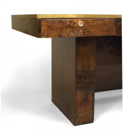 Aldo Tura Italian 1940 1950s Parchment Veneer Desk