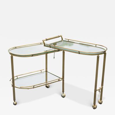 Aldo Tura Italian Hollywood Regency Brass and Glass Three Tier Pivoting or Swivel Bar Cart