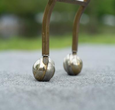 Aldo Tura Italian Hollywood Regency Style Brass and Glass Two Tier Bar Cart or Trolley