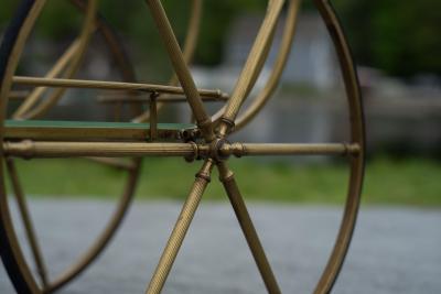 Aldo Tura Italian Hollywood Regency Style Brass and Glass Two Tier Bar Cart or Trolley