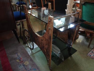 Aldo Tura Italian Lacquered Goatskin Bar Cart by Aldo Tura