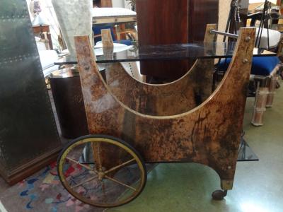 Aldo Tura Italian Lacquered Goatskin Bar Cart by Aldo Tura