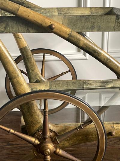 Aldo Tura Italian Lacquered Goatskin Serving Bar Cart by Aldo Tura