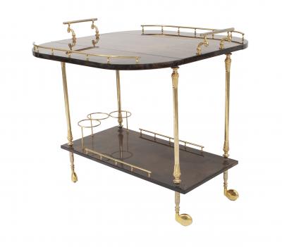 Aldo Tura Italian Mid Century Goatskin Bar Cart