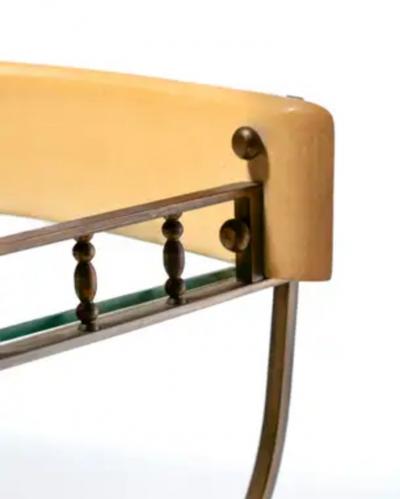 Aldo Tura Italian Mid Century Modern Ivory Cream Goatskin Bar Cart by Aldo Tura c 1965