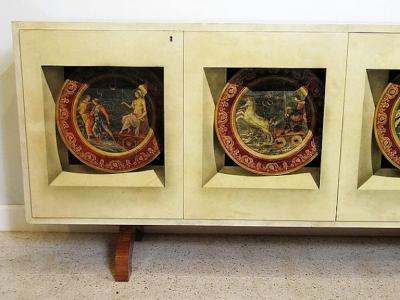 Aldo Tura Italian Modern Parchment Palisander and Trompe Loeil Credenza Aldo Tura