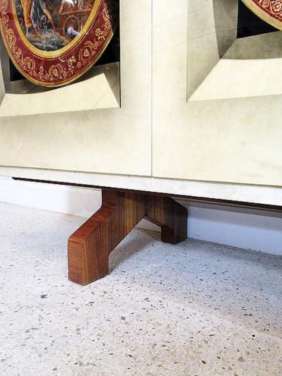 Aldo Tura Italian Modern Parchment Palisander and Trompe Loeil Credenza Aldo Tura