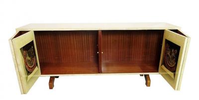 Aldo Tura Italian Modern Parchment Palisander and Trompe Loeil Credenza Aldo Tura