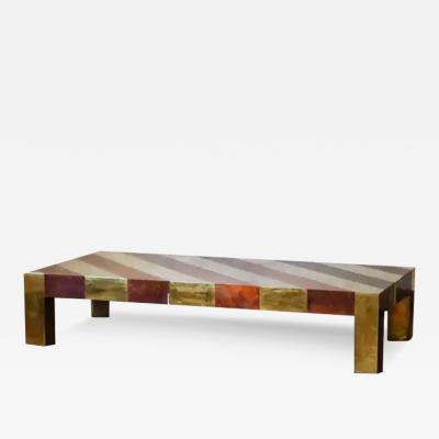 Aldo Tura Large living room table in briar and brass Italy 1970