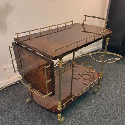 Aldo Tura MID CENTURY ALDO TURA TONES OF BROWN GOATSKIN AND BRASS BAR CART