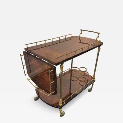 Aldo Tura MID CENTURY ALDO TURA TONES OF BROWN GOATSKIN AND BRASS BAR CART