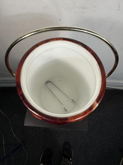 Aldo Tura MID CENTURY FAUX GOATSKIN ICE BUCKET IN THE MANNER OF ALDO TURA