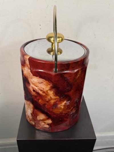 Aldo Tura MID CENTURY FAUX GOATSKIN ICE BUCKET IN THE MANNER OF ALDO TURA