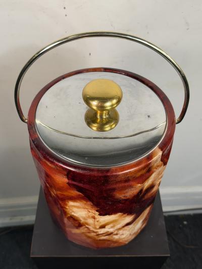 Aldo Tura MID CENTURY FAUX GOATSKIN ICE BUCKET IN THE MANNER OF ALDO TURA